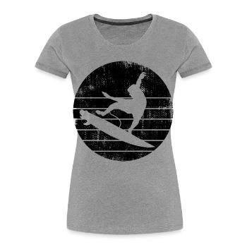 Surfing Sketch - Women's Premium Organic T-Shirt - heather grey - Front - Mia (176cm)