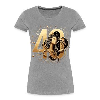 40 ans d’or femme 40e cadeau d’anniversaire - T-shirt bio Premium Femme - gris chiné - Devant - Mia (176cm)