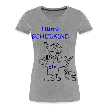 Hurra Schulkind Einschulung - Frauen Premium Bio T-Shirt - Grau meliert - Vorne - Mia (176cm)