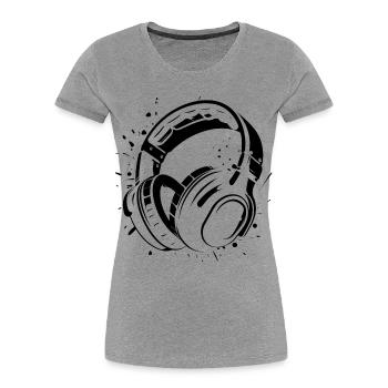 Kopfhörer - Frauen Premium Bio T-Shirt - Grau meliert - Vorne - Mia (176cm)
