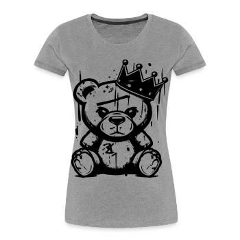 Bear King | Graffiti Street Art Handwritten Shirt - Women's Premium Organic T-Shirt - heather grey - Front - Mia (176cm)