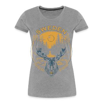 Suède - Orignal - Nature - T-shirt bio Premium Femme - gris chiné - Devant - Mia (176cm)