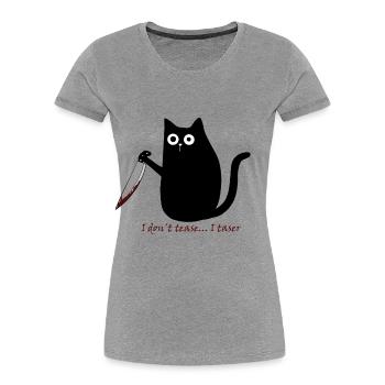I don't tease - Frauen Premium Bio T-Shirt - Grau meliert - Vorne - Mia (176cm)