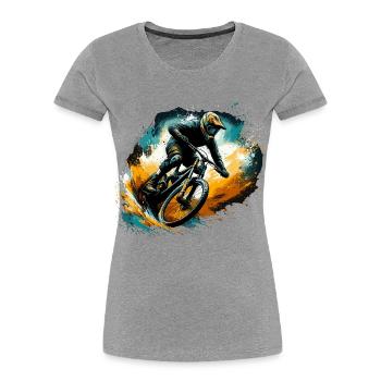 MTB Mountain Biking Mountain Bike Gift - Women's Premium Organic T-Shirt - heather grey - Front - Mia (176cm)