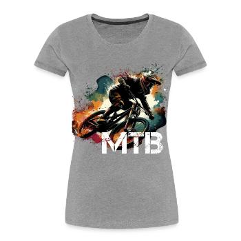 MTB Mountain Biking Mountain Biking Gift - Women's Premium Organic T-Shirt - heather grey - Front - Mia (176cm)