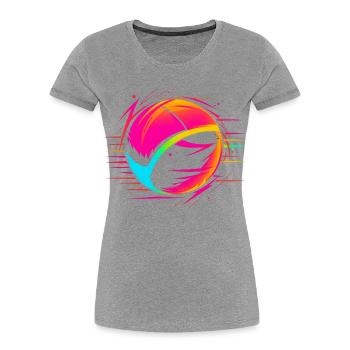 Ballon de volley-ball Retrowave Look - T-shirt bio Premium Femme - gris chiné - Devant - Mia (176cm)