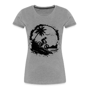Mountainbiking Skizze - Frauen Premium Bio T-Shirt - Grau meliert - Vorne - Mia (176cm)