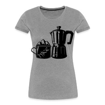 Coffee Hike - Mountain Espresso [Schwarz] - Frauen Premium Bio T-Shirt - Grau meliert - Vorne - Mia (176cm)
