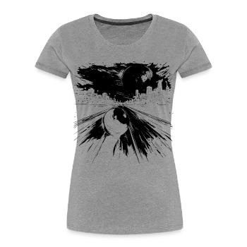 Bowling - T-shirt bio Premium Femme - gris chiné - Devant - Mia (176cm)