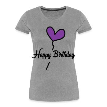 HAPPY BIRTHDAY. HAPPY BIRTHDAY. ANNIVERSARY. - Women's Premium Organic T-Shirt - heather grey - Front - Mia (176cm)