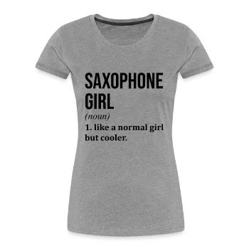 Saxophon - Frauen Premium Bio T-Shirt - Grau meliert - Vorne - Mia (176cm)
