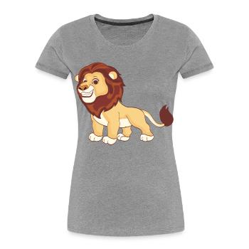 Un lion magnifique - T-shirt bio Premium Femme - gris chiné - Devant - Mia (176cm)