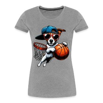 Jack Russell Basketball Sunglasses Cap Design - Women's Premium Organic T-Shirt - heather grey - Front - Mia (176cm)