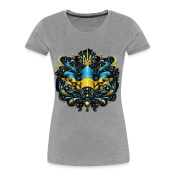 Ukraine Drapeau ukrainien Drapeau Liberté - T-shirt bio Premium Femme - gris chiné - Devant - Mia (176cm)