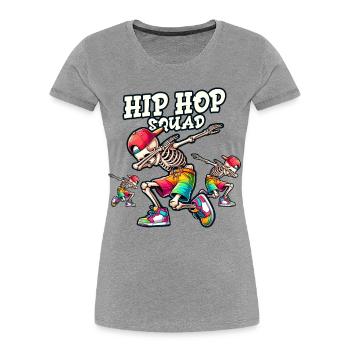 Hip Hop Squad – Cooles Dabbing Skeleton Dab Street - Frauen Premium Bio T-Shirt - Grau meliert - Vorne - Mia (176cm)