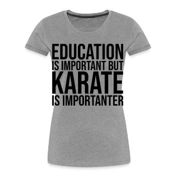 Karate - Frauen Premium Bio T-Shirt - Grau meliert - Vorne - Mia (176cm)