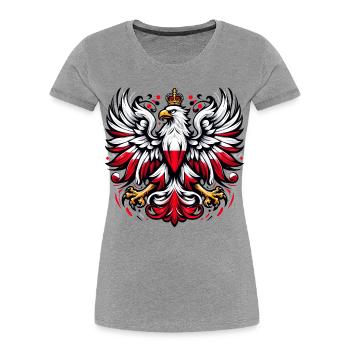 Pologne Polska polonais rouge blanc cadeau - T-shirt bio Premium Femme - gris chiné - Devant - Mia (176cm)