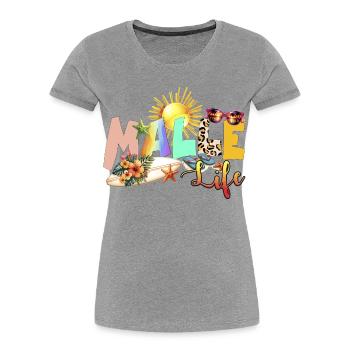Vie à la plage Ambiance estivale - T-shirt bio Premium Femme - gris chiné - Devant - Mia (176cm)