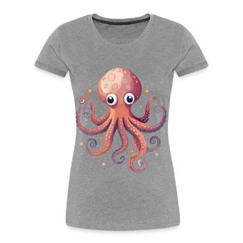 Niedlicher Oktopus - Frauen Premium Bio T-Shirt - Grau meliert - Vorne - Mia (176cm)