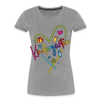 Kindergarten Herz Bunt Abschied Kita Danke sagen - Frauen Premium Bio T-Shirt - Grau meliert - Vorne - Mia (176cm)