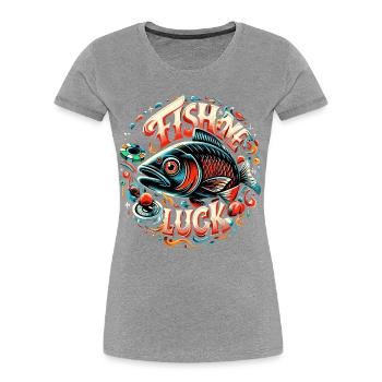 Fish Me Lucky Fishing Poker Poker Gift - Women's Premium Organic T-Shirt - heather grey - Front - Mia (176cm)