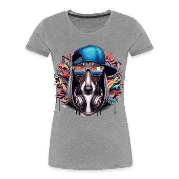 Windhund Gangsta Hund Graffiti Geschenk - Frauen Premium Bio T-Shirt - Grau meliert - Vorne - Mia (176cm)