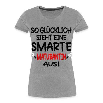 MATURA MATURANTIN GLÜCKLICH - Frauen Premium Bio T-Shirt - Grau meliert - Vorne - Mia (176cm)