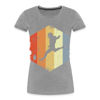 Vintage Football Player Sketch - Women's Premium Organic T-Shirt - heather grey - Front - Mia (176cm)