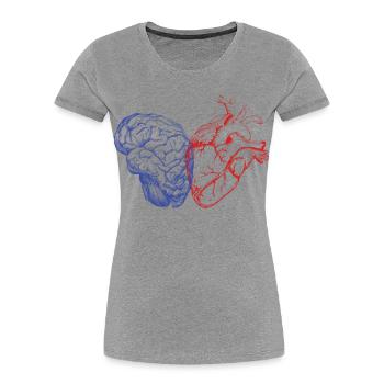 Cerveau et cœur - T-shirt bio Premium Femme - gris chiné - Devant - Mia (176cm)