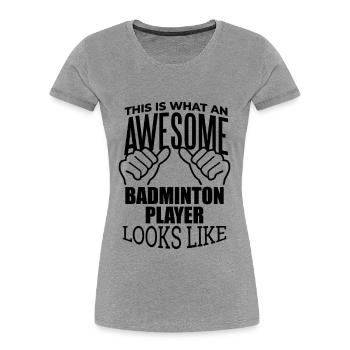 Badminton - Frauen Premium Bio T-Shirt - Grau meliert - Vorne - Mia (176cm)