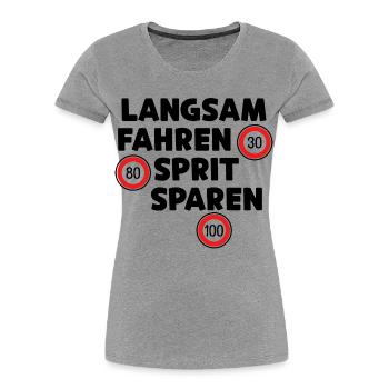 Déclaration de ravitaillement en carburant de la station-service Moteur à essence - T-shirt bio Premium Femme - gris chiné - Devant - Mia (176cm)