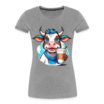 Coffee Cow - Women's Premium Organic T-Shirt - heather grey - Front - Mia (176cm)