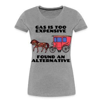 Tanken Cooler Spruch Energiespeicher Strom - Frauen Premium Bio T-Shirt - Grau meliert - Vorne - Mia (176cm)
