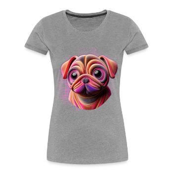 mops Hund Freund kuscheln girl 3D kindergarten - Frauen Premium Bio T-Shirt - Grau meliert - Vorne - Mia (176cm)