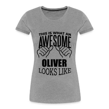 Oliver - Women's Premium Organic T-Shirt - heather grey - Front - Mia (176cm)