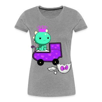 Dragon Pregnant Eggshell Egg Hatch Baby - Women's Premium Organic T-Shirt - heather grey - Front - Mia (176cm)