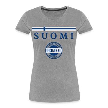 Flag of Finland, Finnish pride - Women's Premium Organic T-Shirt - heather grey - Front - Mia (176cm)