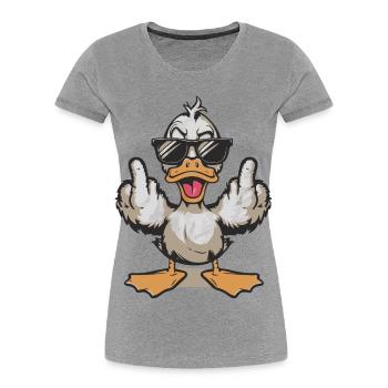 Duck in sunglasses giving the finger - Women's Premium Organic T-Shirt - heather grey - Front - Mia (176cm)