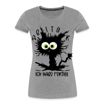 Abitur 2026 - Ich habe fertig - Gestresste Katze - Frauen Premium Bio T-Shirt - Grau meliert - Vorne - Mia (176cm)