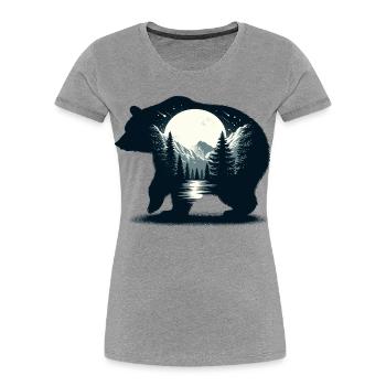 Bären Silhouette Wildnis Vollmond Nacht - Frauen Premium Bio T-Shirt - Grau meliert - Vorne - Mia (176cm)