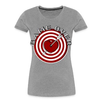 partie sur la mitaine Pfeil dans Herz Zielscheibe - T-shirt bio Premium Femme - gris chiné - Devant - Mia (176cm)