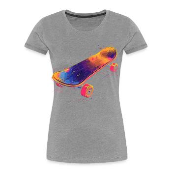 Skateboard Illustration - Frauen Premium Bio T-Shirt - Grau meliert - Vorne - Mia (176cm)