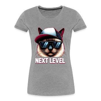 Siam Katze Siamkatze Next Level Hip Hop Geschenk - Frauen Premium Bio T-Shirt - Grau meliert - Vorne - Mia (176cm)