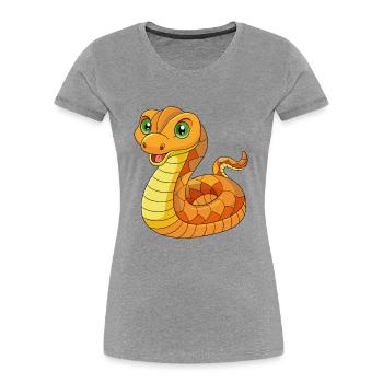 Schlange Niedliches Maskottchen Zeichentrickfigur Kawaii - Frauen Premium Bio T-Shirt - Grau meliert - Vorne - Mia (176cm)