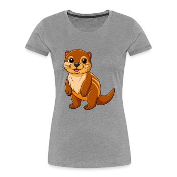Otter Cute Mascot Cartoon Character Kawaii - Women's Premium Organic T-Shirt - heather grey - Front - Mia (176cm)