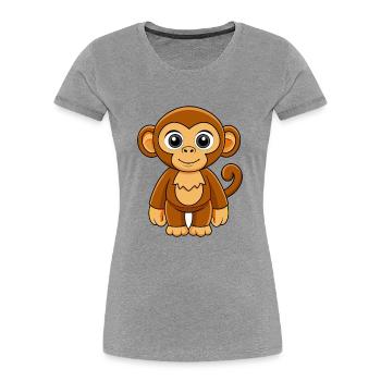 Chimpanzee Cute Mascot Cartoon Character Kawaii - Women's Premium Organic T-Shirt - heather grey - Front - Mia (176cm)