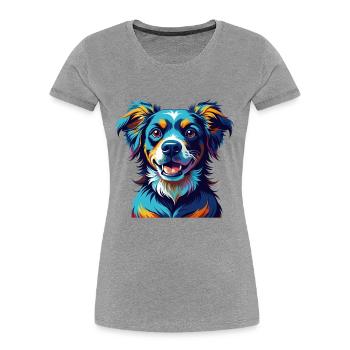 Alano Español Hunderasse Bunte Karikatur Kawaii - Frauen Premium Bio T-Shirt - Grau meliert - Vorne - Mia (176cm)