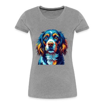 Alpine Spaniel Hunderasse Bunte Karikatur Kawaii - Frauen Premium Bio T-Shirt - Grau meliert - Vorne - Mia (176cm)
