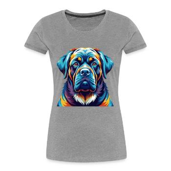 Alpine Mastiff Hunderasse Bunte Karikatur Kawaii - Frauen Premium Bio T-Shirt - Grau meliert - Vorne - Mia (176cm)
