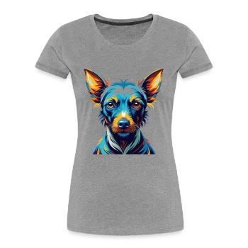 American Hairless Terrier Chien Race Dessin animé Kawaii - T-shirt bio Premium Femme - gris chiné - Devant - Mia (176cm)